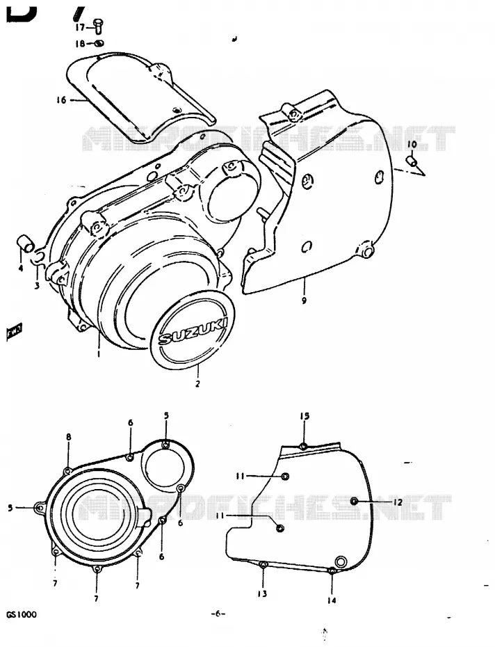 LEFT CRANKCASE COVER Suzuki MOTO 1000 GS 1978  GS1000EC(C/N)