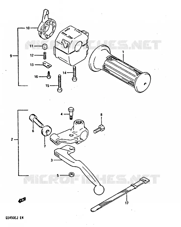 LEFT SWITCH - HANDGRIP (MODEL J) Suzuki MOTO 450 GS-E 1988  GS450EUJ(E/F/G/H/J)