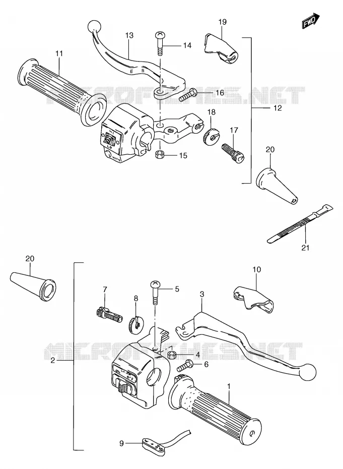 LEVERS - HANDGRIPS (GS125UX/UY E71) Suzuki MOTO 125 GS 1999  GS125UX(E71)