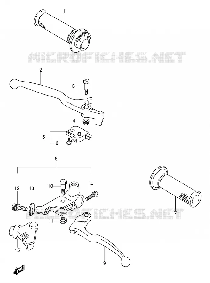 LEVERS - HANDGRIPS (MODEL K) Suzuki MOTO 500 GS-E 1989  GS500EUK(E2)