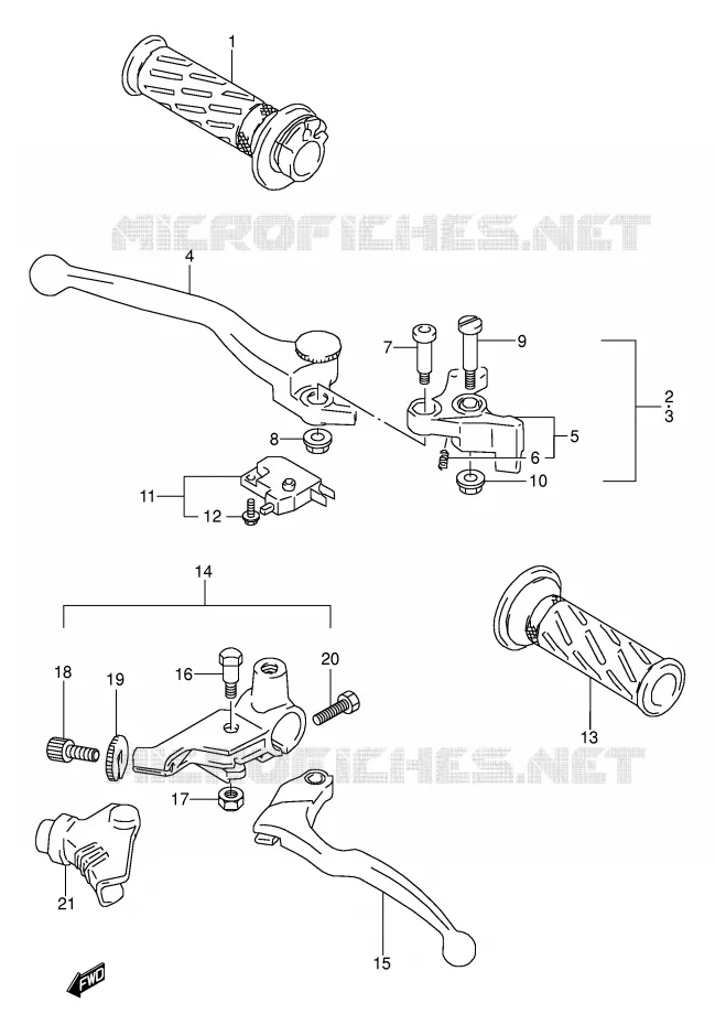 LEVERS - HANDGRIPS (MODEL L/M/N/P/R/S/T) Suzuki MOTO 500 GS-E 1996  GS500EUT(E2)