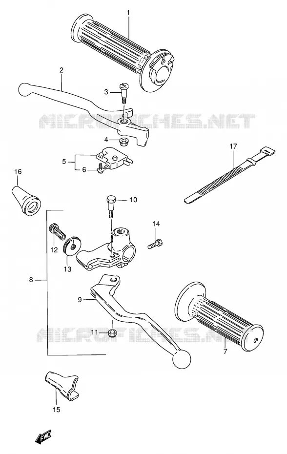 LEVERS - HANDGRIPS (MODEL T/W/X) Suzuki MOTO 250 GN 1998  GN250W(E2)