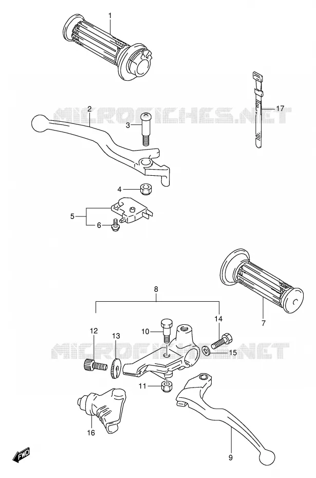 LEVERS - HANDGRIPS (MODEL Y) Suzuki MOTO 250 GN 1998  GN250EW(E2)