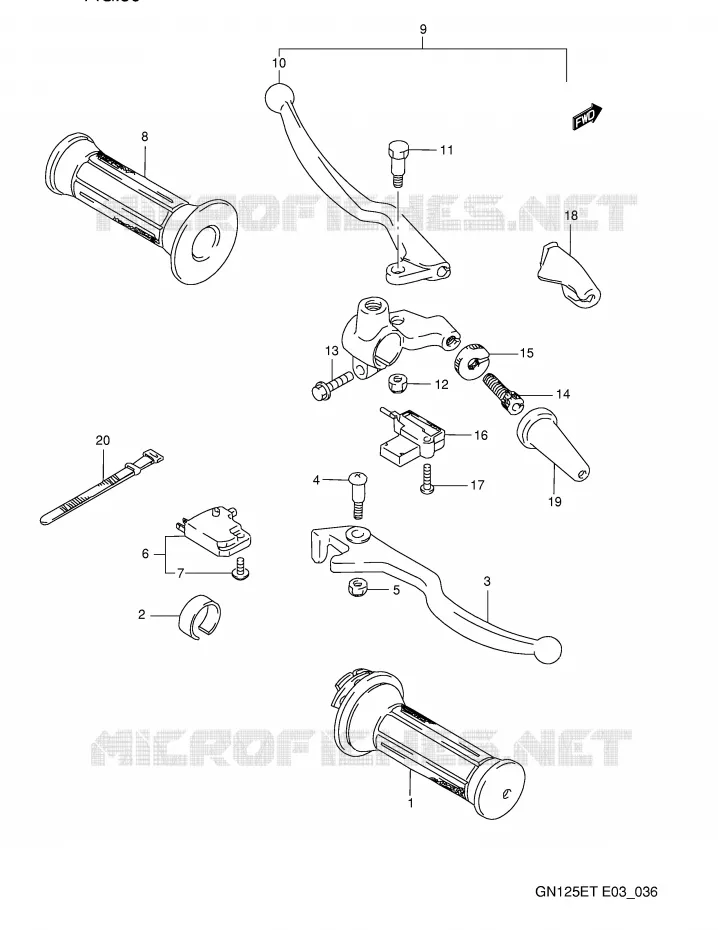 LEVERS - HANDGRIPS Suzuki MOTO 125 GN 1993  GN125EP(E3)