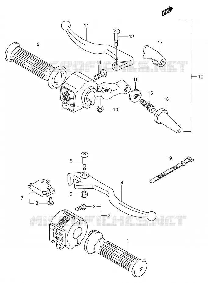 LEVERS - HANDGRIPS Suzuki MOTO 125 GS 1999  GS125SUX(E71)