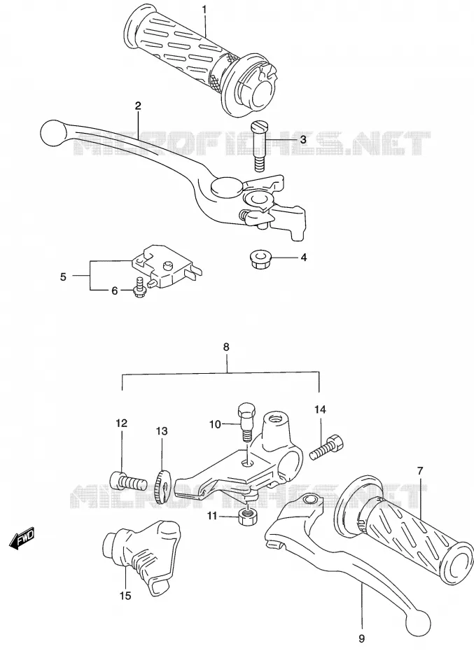 LEVERS - HANDGRIPS Suzuki MOTO 500 GS-E 2003  GS500HUK3(P19)