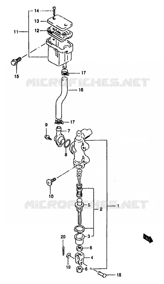 REAR BRAKE MASTER CYLINDER (GSF1200SAV/SAW/SAX/SAY) Suzuki MOTO 1200 BANDIT 1996  GSF1200T/GSF1200ST