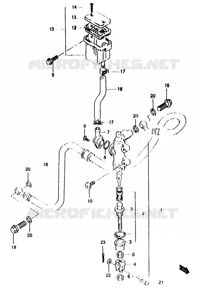 REAR BRAKE MASTER CYLINDER (GSF1200T/V/W/X/Y/ST/SV/SW/SX/SY) Suzuki MOTO 1200 BANDIT 1996  GSF1200T/GSF1200ST