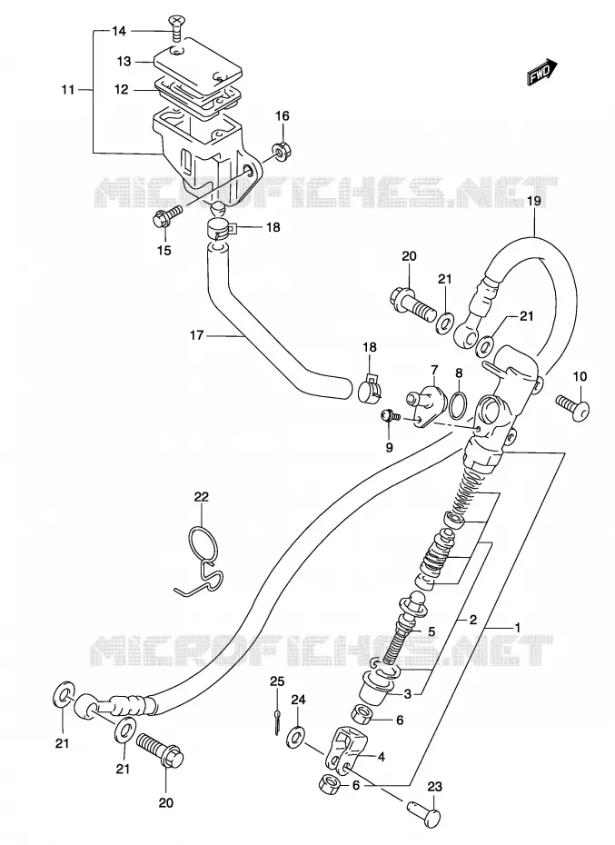 REAR BRAKE MASTER CYLINDER (MODEL K4) Suzuki MOTO 500 GS-F 2004  GS500FK4(P19)
