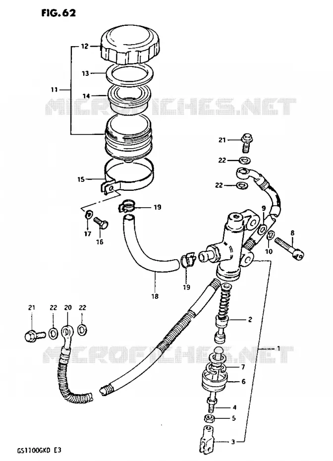 REAR BRAKE MASTER CYLINDER Suzuki MOTO 1100 GS-G 1982  GS1100GKZ(Z/2/D)