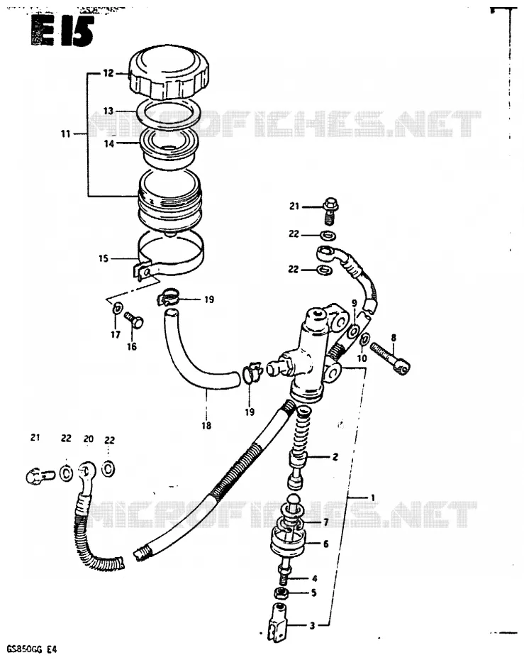 REAR BRAKE MASTER CYLINDER Suzuki MOTO 850 GS 1985  GS850GF(E4)