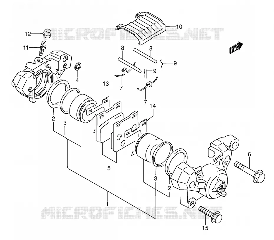 REAR CALIPER (MODEL P/R/S/T) Suzuki MOTO 500 GS-E 1996  GS500EUT(E2)
