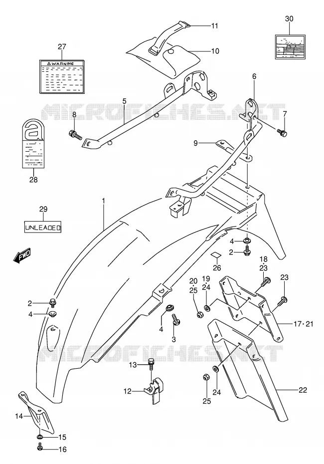 REAR FENDER (MODEL K/L/M/N/P/R) Suzuki MOTO 500 GS-E 1995  GS500ESKS(E2)