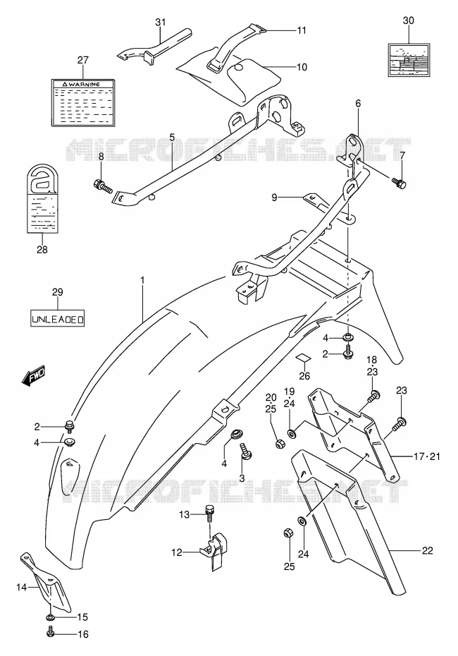 REAR FENDER (MODEL S) Suzuki MOTO 500 GS-E 1993  GS500EP(E2)