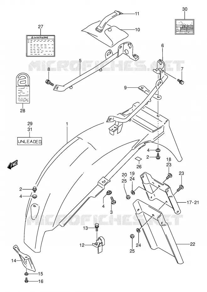 REAR FENDER (MODEL T) Suzuki MOTO 500 GS-E 1995  GS500EUS(E2)