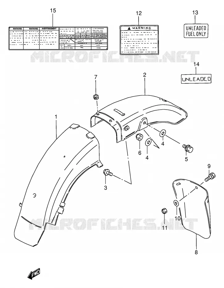 REAR FENDER (MODEL T/W/X) Suzuki MOTO 250 GN 2001  GN250K1(E2)