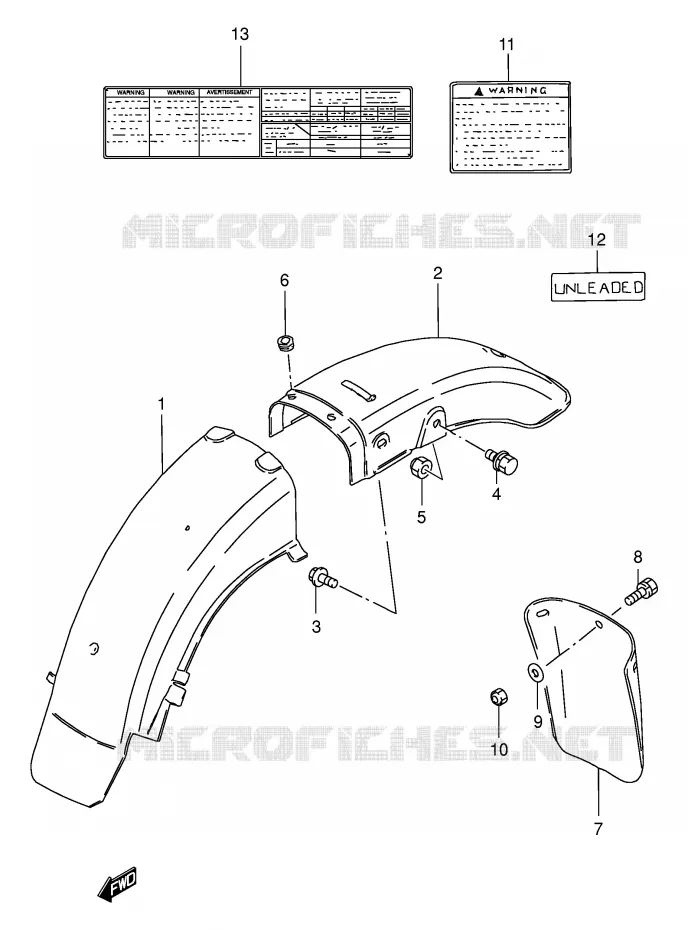 REAR FENDER (MODEL Y) Suzuki MOTO 250 GN 1999  GN250EX(E2)