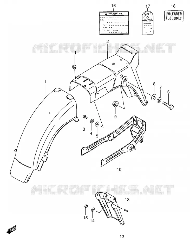 REAR FENDER (MODEL Z/D/F/K/L/M) Suzuki MOTO 125 GS 1990  GS125ESL(E1)