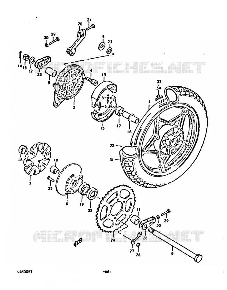 REAR WHEEL (CAST WHEELS) Suzuki MOTO 450 GS-E 1980  GS450ET(T)