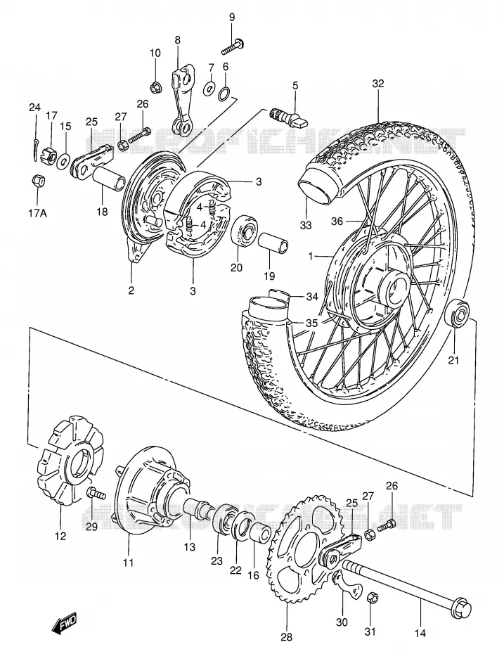 REAR WHEEL (GN125Z/D/K/M/R) Suzuki MOTO 125 GN 1994  GN125R(E1)
