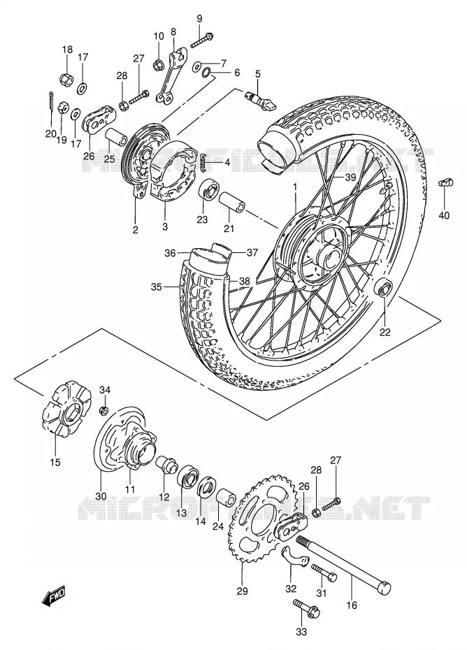 REAR WHEEL(GN250 F/J/K/L/M/N/P/R) Suzuki MOTO 250 GN 1993  GN250P(E2)