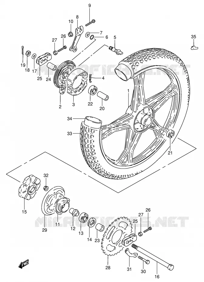 REAR WHEEL (GN250EM/ER) Suzuki MOTO 250 GN 1990  GN250L(E2)