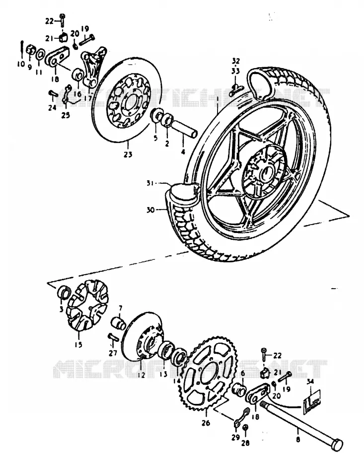 REAR WHEEL (GS1000HC, EC, HN, EN) Suzuki MOTO 1000 GS 1978  GS1000EC(C/N)