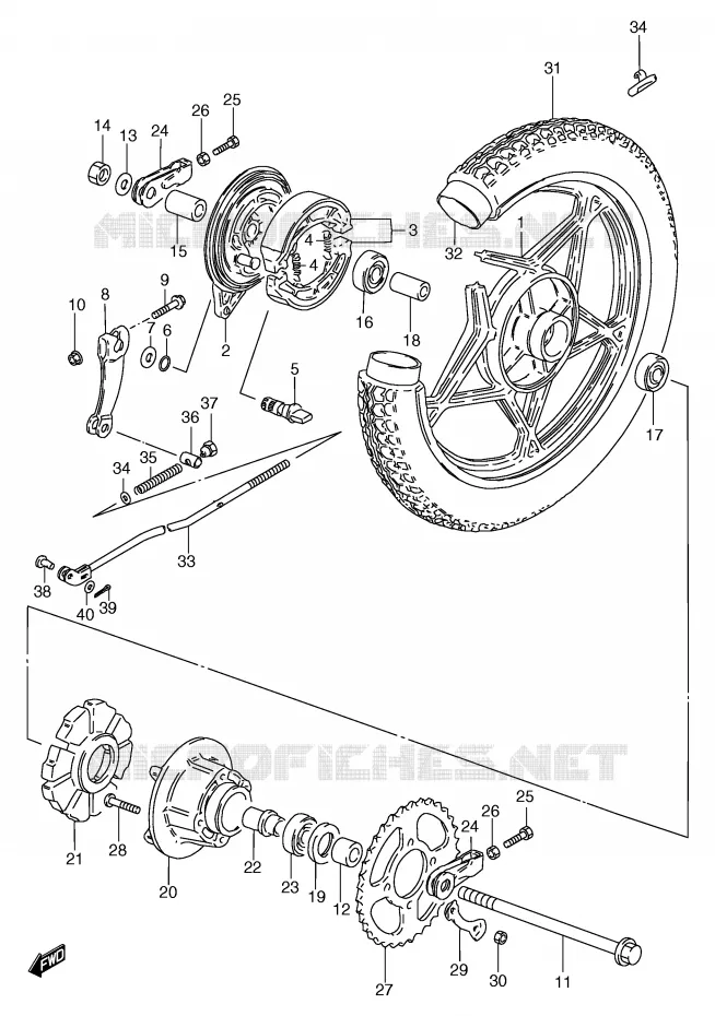 REAR WHEEL (GS125ESX/ESY) Suzuki MOTO 125 GS 2000  GS125ESY(E71)