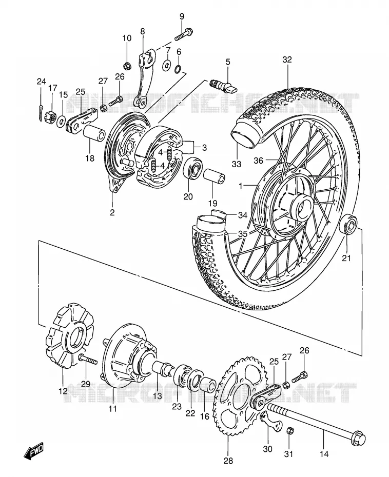 REAR WHEEL (GS125Z/D) Suzuki MOTO 125 GS 1990  GS125ESL(E1)