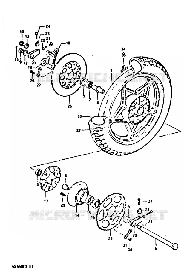 REAR WHEEL (GS550EX) Suzuki MOTO 550 GS 1981  GS550EX(X)