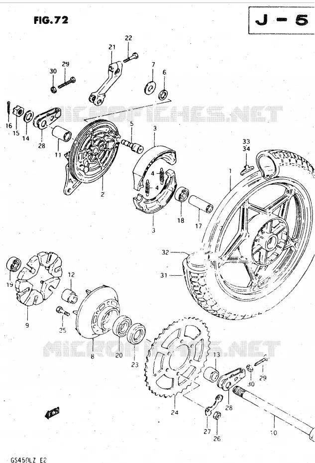 REAR WHEEL (MODEL T, X) Suzuki MOTO 450 GS-L 1999  GS450LX(E2)