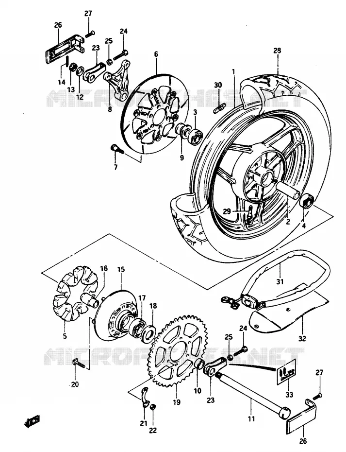 REAR WHEEL Suzuki MOTO 1150 GS 1985  GS1150ESF(E/F/G)