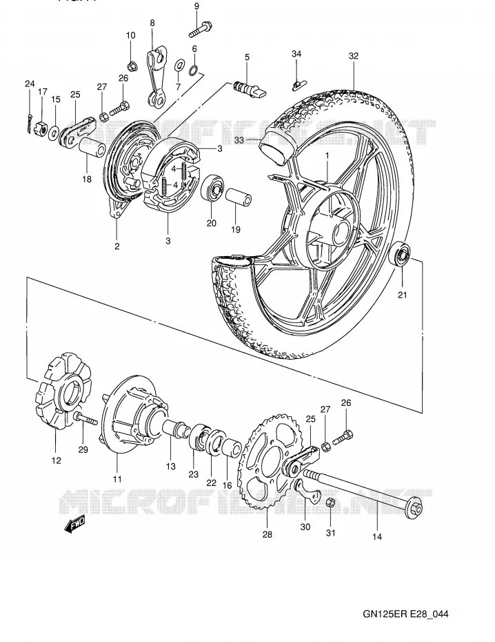 REAR WHEEL Suzuki MOTO 125 GN 1993  GN125EP(E28)
