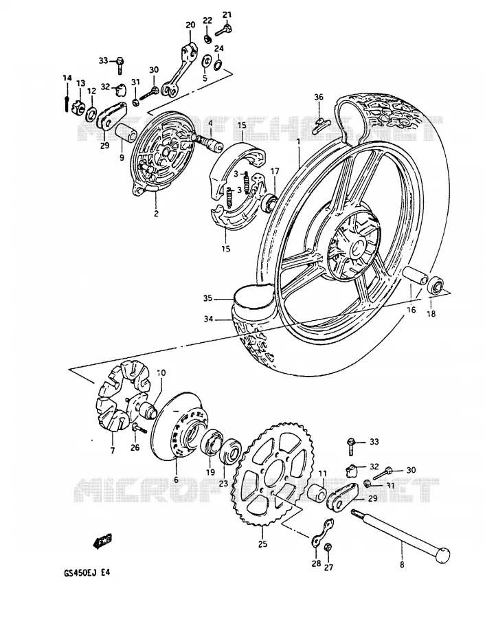 REAR WHEEL Suzuki MOTO 450 GS-E 1987  GS450EH(E/F/G/H/J)