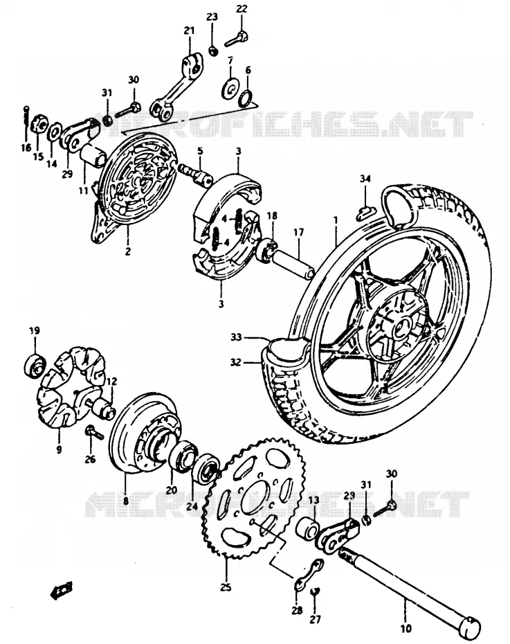 REAR WHEEL Suzuki MOTO 450 GS-L 1983  GS450LD