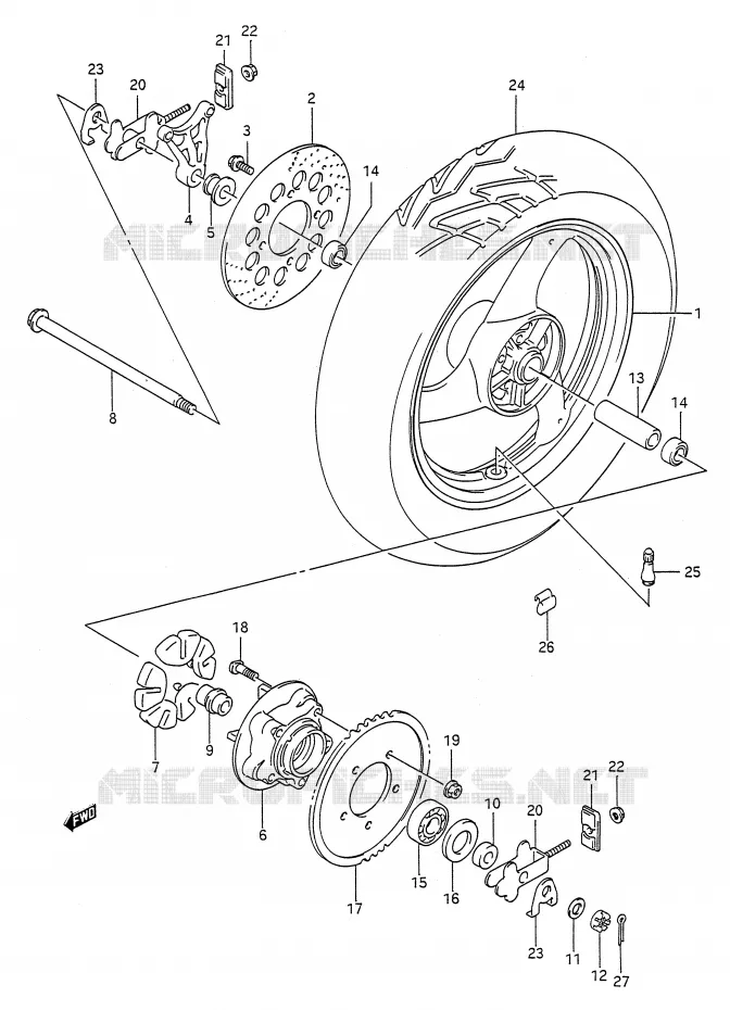 REAR WHEEL Suzuki MOTO 500 GS-E 1992  GS500EUN(E28)