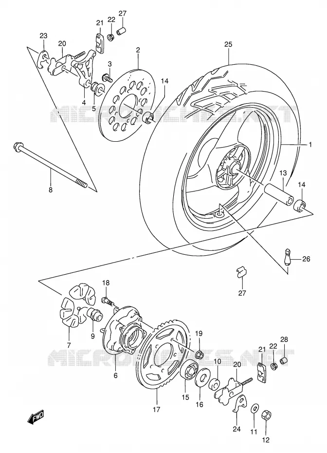 REAR WHEEL Suzuki MOTO 500 GS-E 2002  GS500HK2(E2)