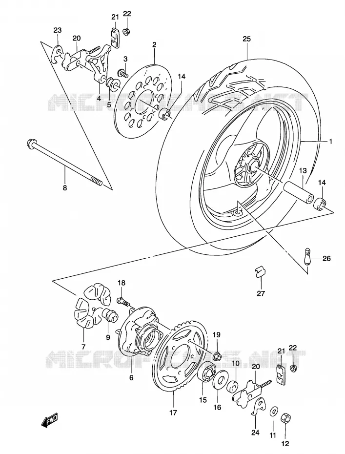 REAR WHEEL Suzuki MOTO 500 GS-F 2004  GS500FK4(P19)