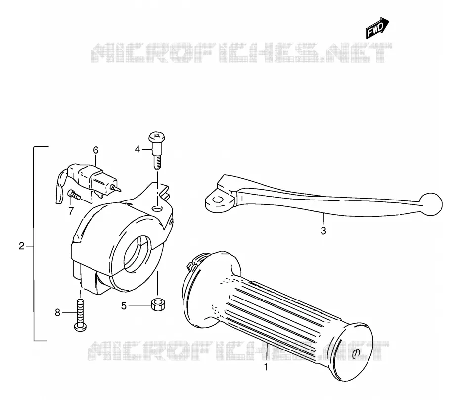 RIGHT SWITCH - HANDGRIP (E1,E2,E16,E50) Suzuki SCOOTER 50 FZ 1993  FZ50P(E1)