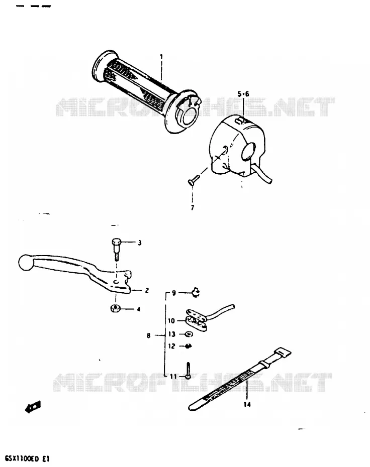 RIGHT SWITCH - HANDGRIP (MODEL D) Suzuki MOTO 1100 GSX-E 1983  GSX1100ESD(Z/D)