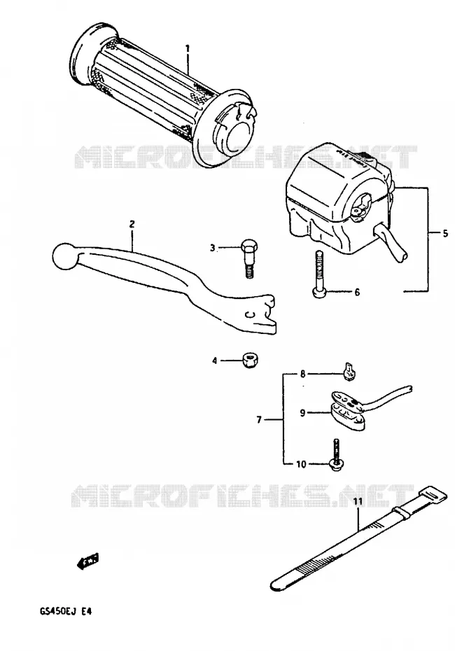 RIGHT SWITCH - HANDGRIP (MODEL J) Suzuki MOTO 450 GS-E 1986  GS450EG(E/F/G/H/J)