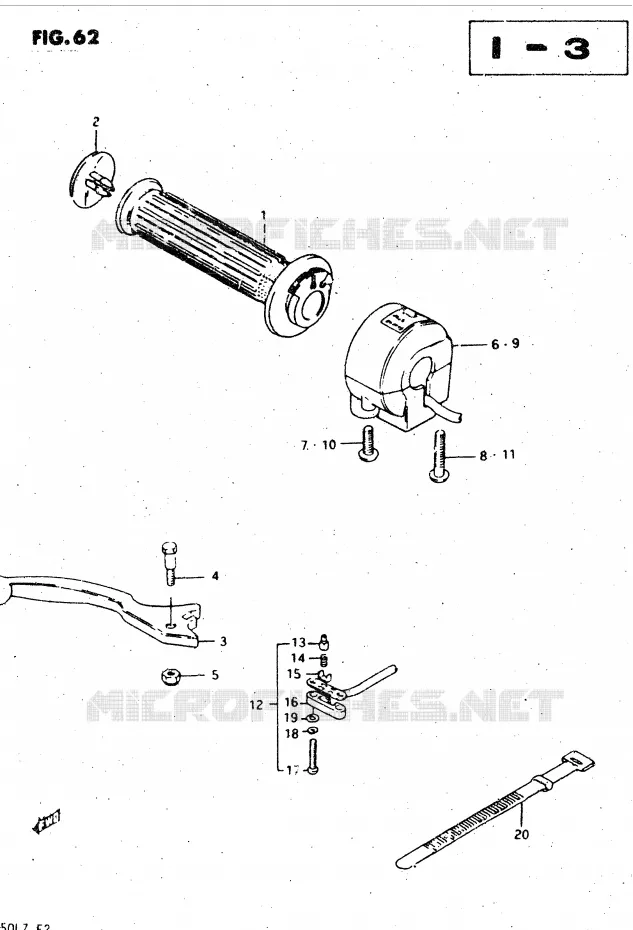 RIGHT SWITCH - HANDGRIP (MODEL T, X) Suzuki MOTO 450 GS-L 1999  GS450LX(E2)
