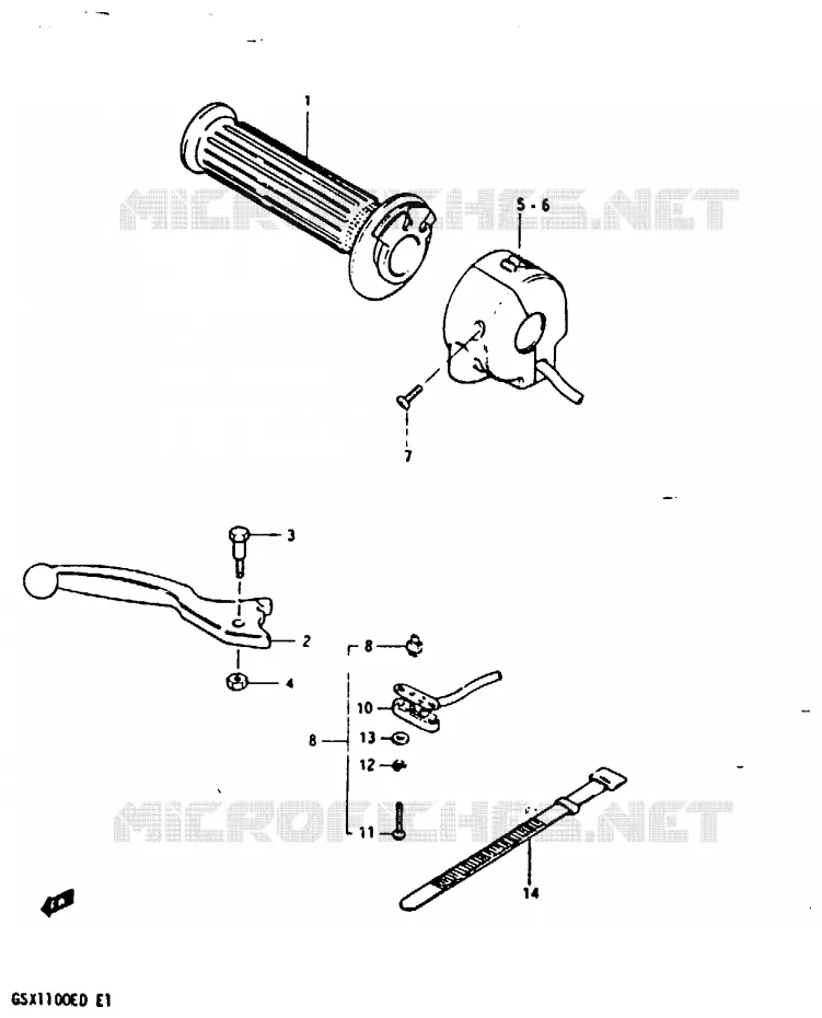 RIGHT SWITCH - HANDGRIP (MODEL Z) Suzuki MOTO 1100 GSX 1983  GSX1100XD(Z/D)