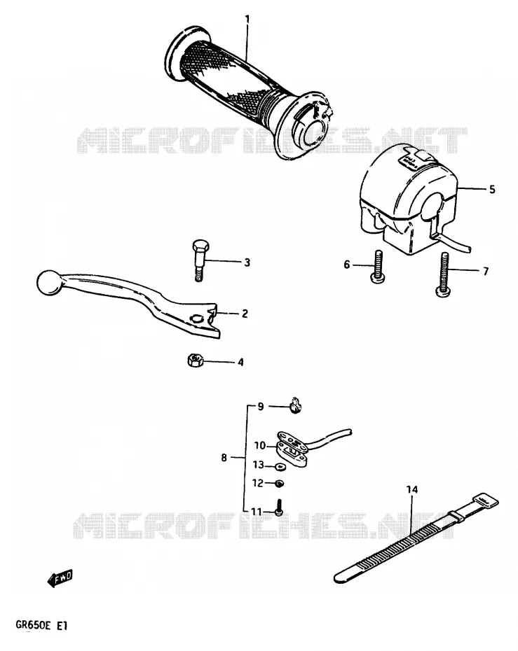 RIGHT SWITCH - HANDGRIP Suzuki MOTO 650 TEMPTER 1983  GR650D(D/E)