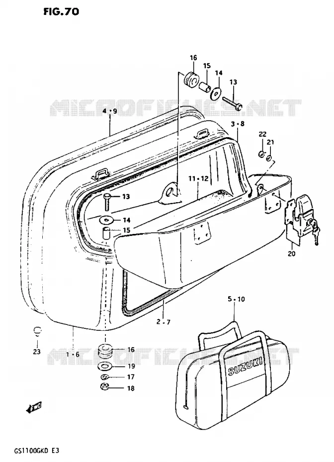 SIDE BAG (GS1100GK2/GKD) Suzuki MOTO 1100 GS-G 1982  GS1100GKZ(Z/2/D)