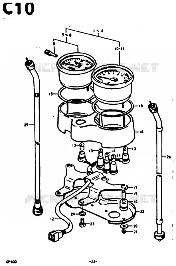 SPEEDOMETER (E14) Suzuki MOTO 100 GP 1978  GP100UC(C/N)