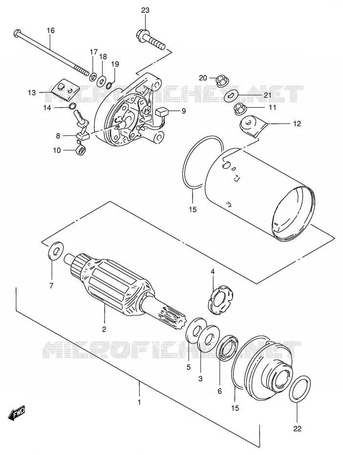 STARTER MOTOR (GS125ESZ/EZ/ESD/ESF/ESK/ESL) Suzuki MOTO 125 GS 1994  GS125UR(E1)