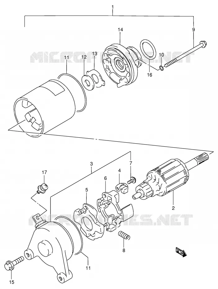 STARTER MOTOR (GS125SR,GS125ESM/ESR) Suzuki MOTO 125 GS 1983  GS125ESD(E1)