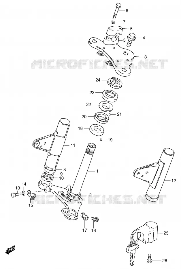 STEERING COLUMN (GS125UX/UY) Suzuki MOTO 125 GS 2000  GS125SY(E71)