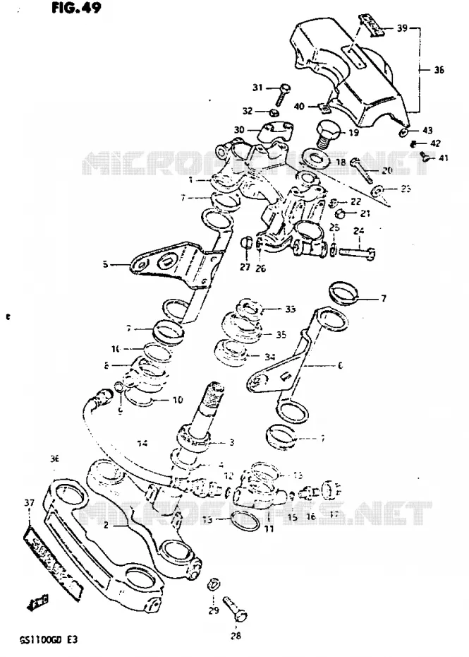 STEERING COLUMN (MODEL D) Suzuki MOTO 1100 GS-G 1982  GS1100GZ(Z/D)